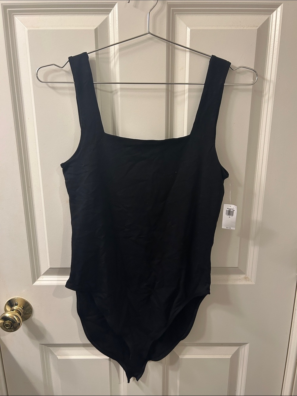 Black Square Neck Bodysuit